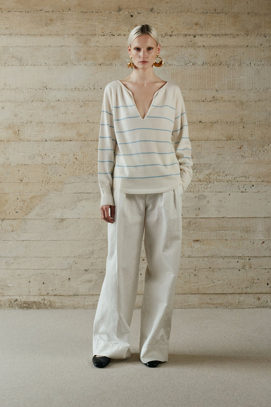 BARI SWEATER CREAM / LIGHT BLUE